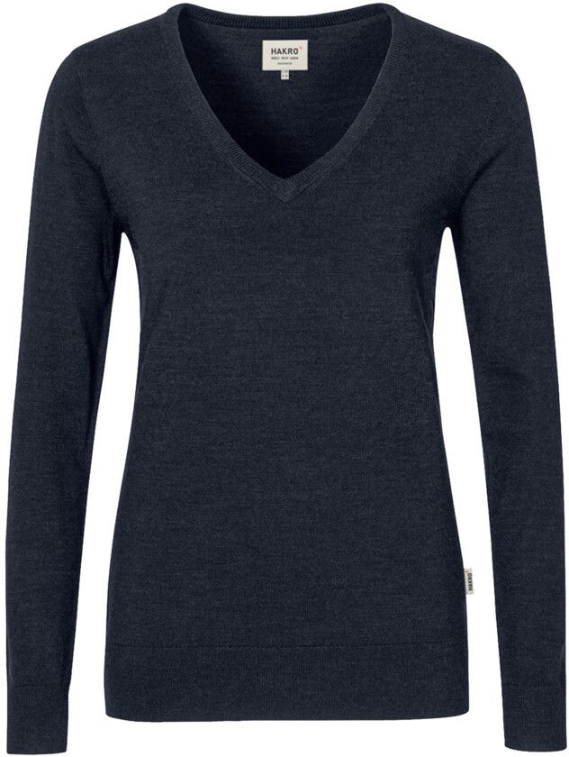 Women V-Pullover Merino-Wool - 315 dark-grey-melange