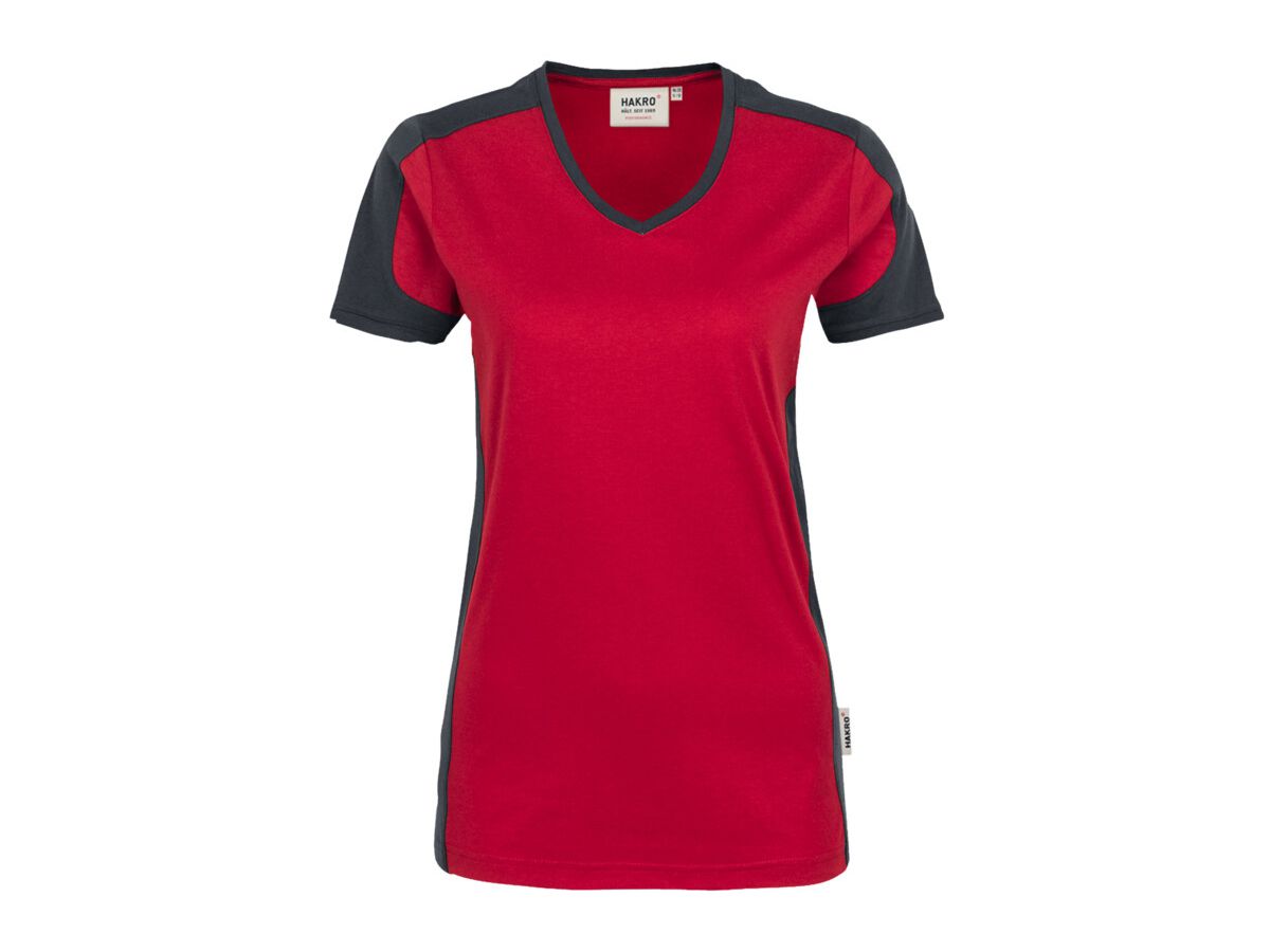 Damen-V-Shirt Contrast Performance - 50% Baumwolle, 50% Polyester, 160 g/m²