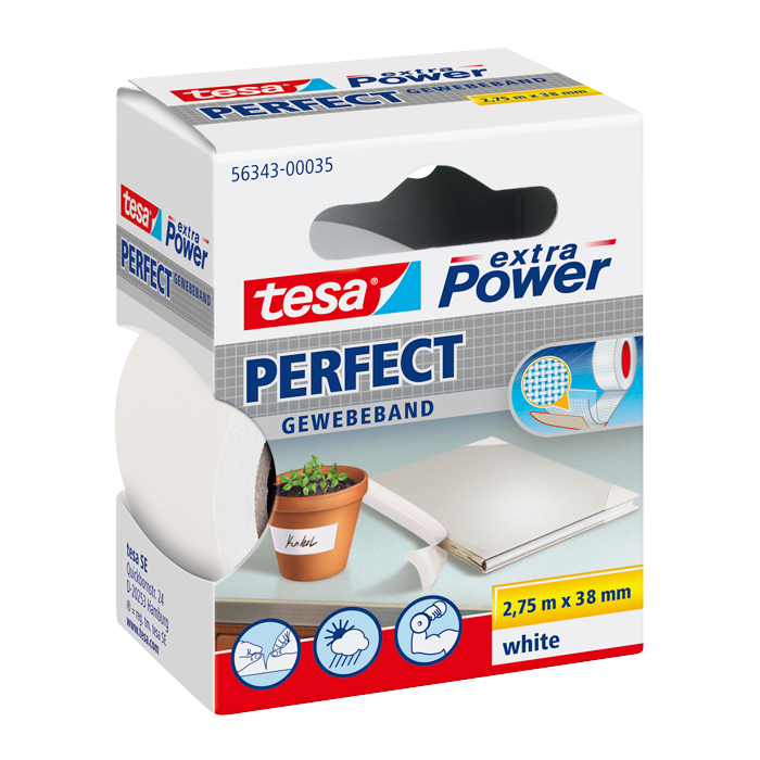 Gewebeband TESA Extra Power Perfect 38mm - kunststoffbeschichtet, wetterbeständig
