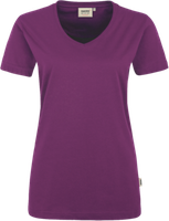 Damen-V-Shirt Perf. Gr. 2XL, aubergine - 50% Baumwolle, 50% Polyester