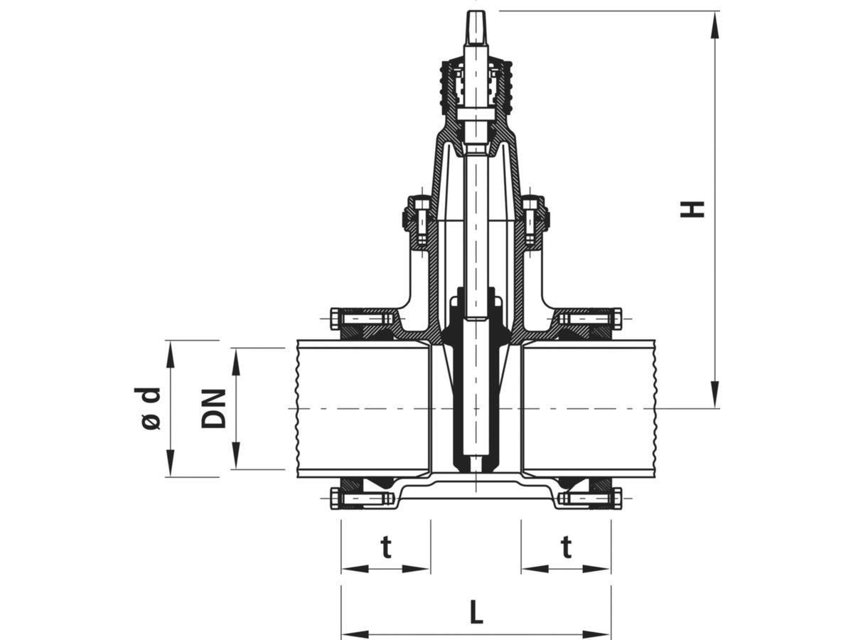 Steckmuffen-Schieber System 2000 PN 16 - DN  80, d  90 mm  4040