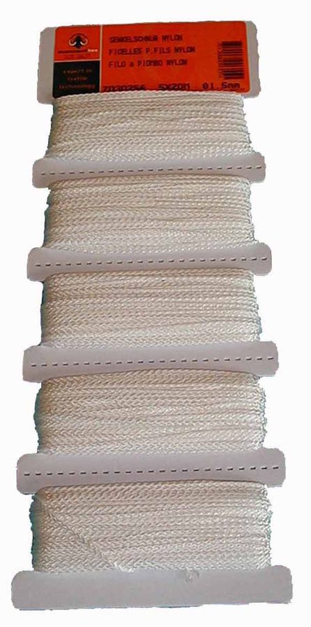 Senkel- Maurerschnur Nylon 1.5 mm weiss - Wickelkarton  5 x 20 m