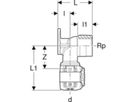 Geberit Anschlusswinkel 90°  FlowFit - Rp 1/2 Zoll / d Ø 16 mm / L1 6.8 cm