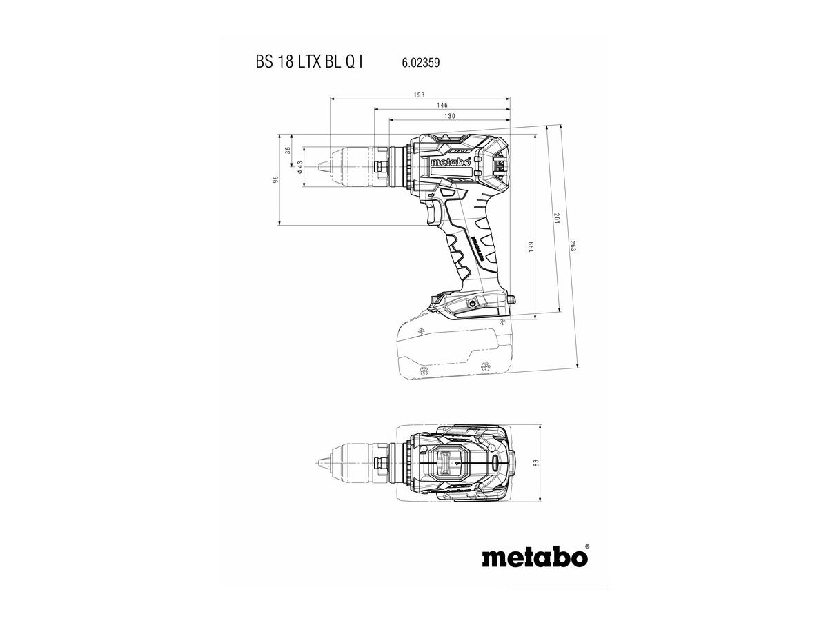 Akku Bohrschrauber Metabo BS18LTX BL QI - ohne Akkupack und Ladegerät