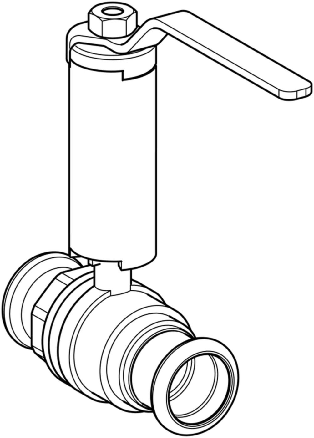 MPF-Kugelventil 42 mm - mit Betätigungshebel abgesetzt