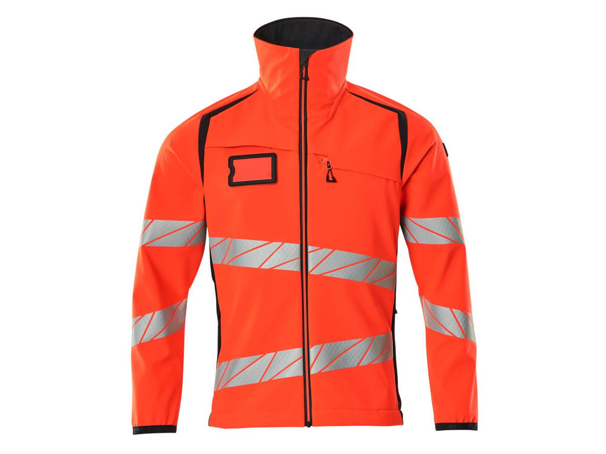 Soft Shell Jacke, Gr. S - hi-vis rot/schwarzblau, 100% PES