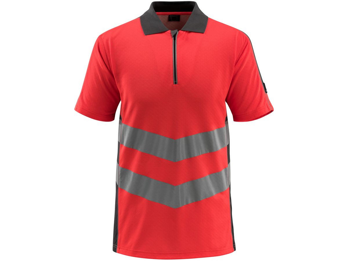 Murton Poloshirt Fluoreszierend Gr. S - rot/dunkelanthrazit, 170 g/m², 50%P/50%B