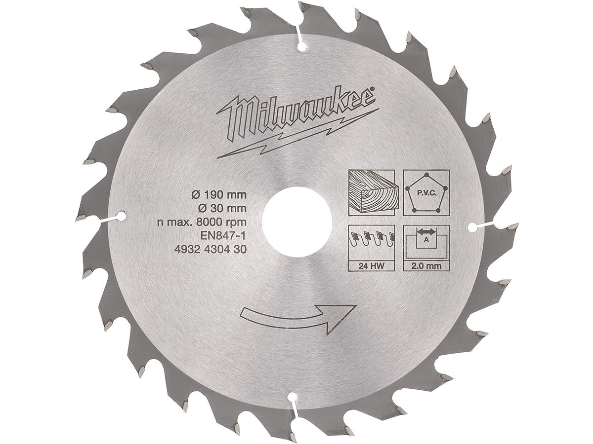 Kreissägeblatt MILWAUKEE Holz - für Akku-Handkreissägen190/30 mm Z24