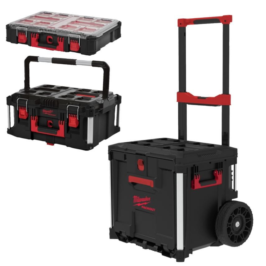 PACKOUT Starter-SET 3  3-teilig - Milwaukee, Trolley Koffer mit Schublade
