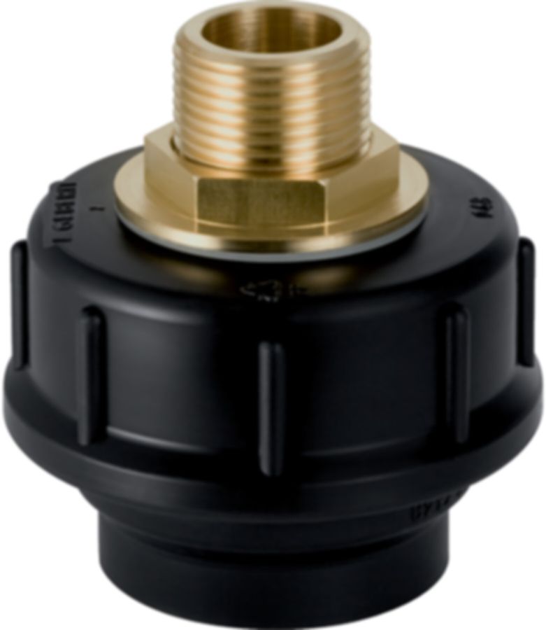 Geberit PE Stutzen mit Verschraubung - mit Messingnippel