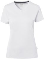 Damen V-Shirt Cotton Tec Gr. 2XL - weiss, 50% CO / 50% PES, 185 g/m²