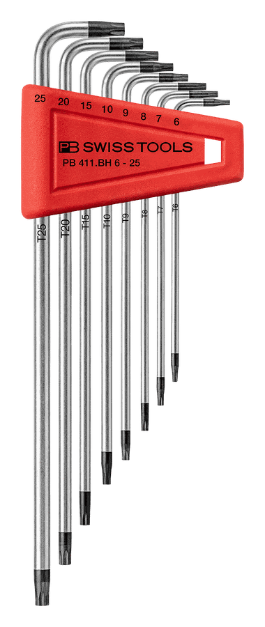 Winkelschraubenzieherset PB 411 Torx - Gr. 6-25 lange Ausführung mit Bohrung
