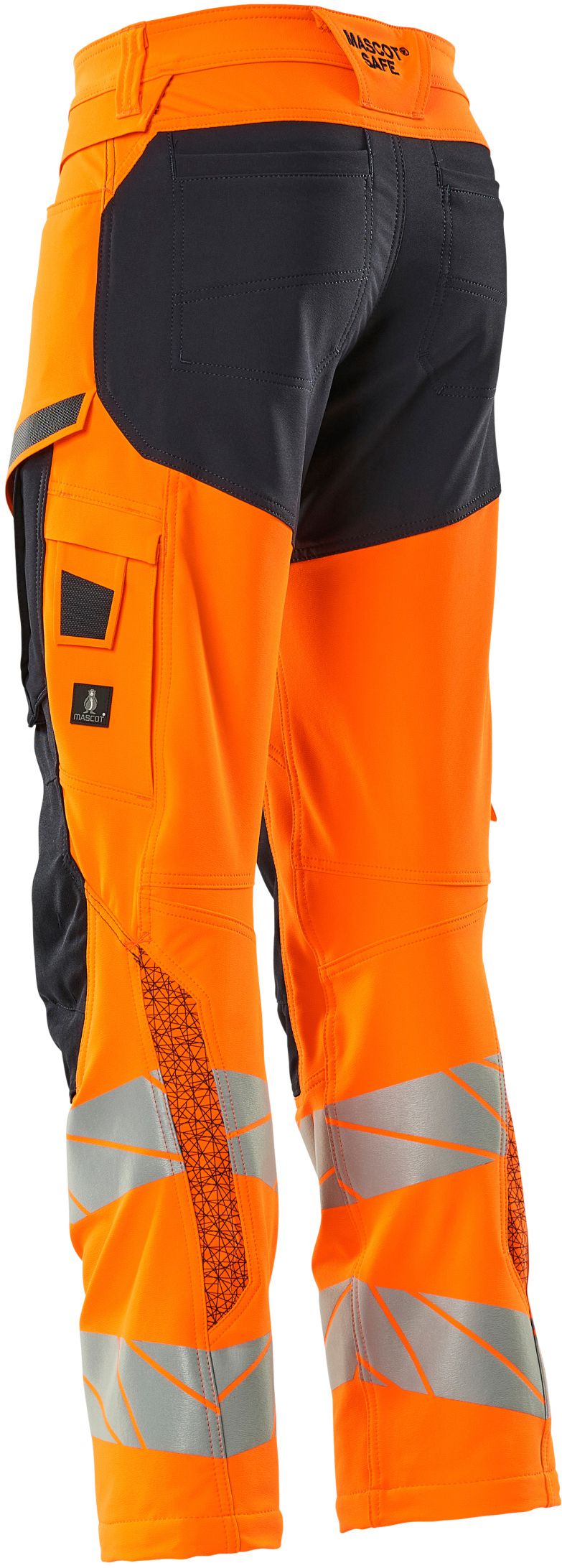 Hose mit Knietaschen, Stretch, Gr. 82C45 - hi-vis orange/schwarzblau, 92% PES/8%EL