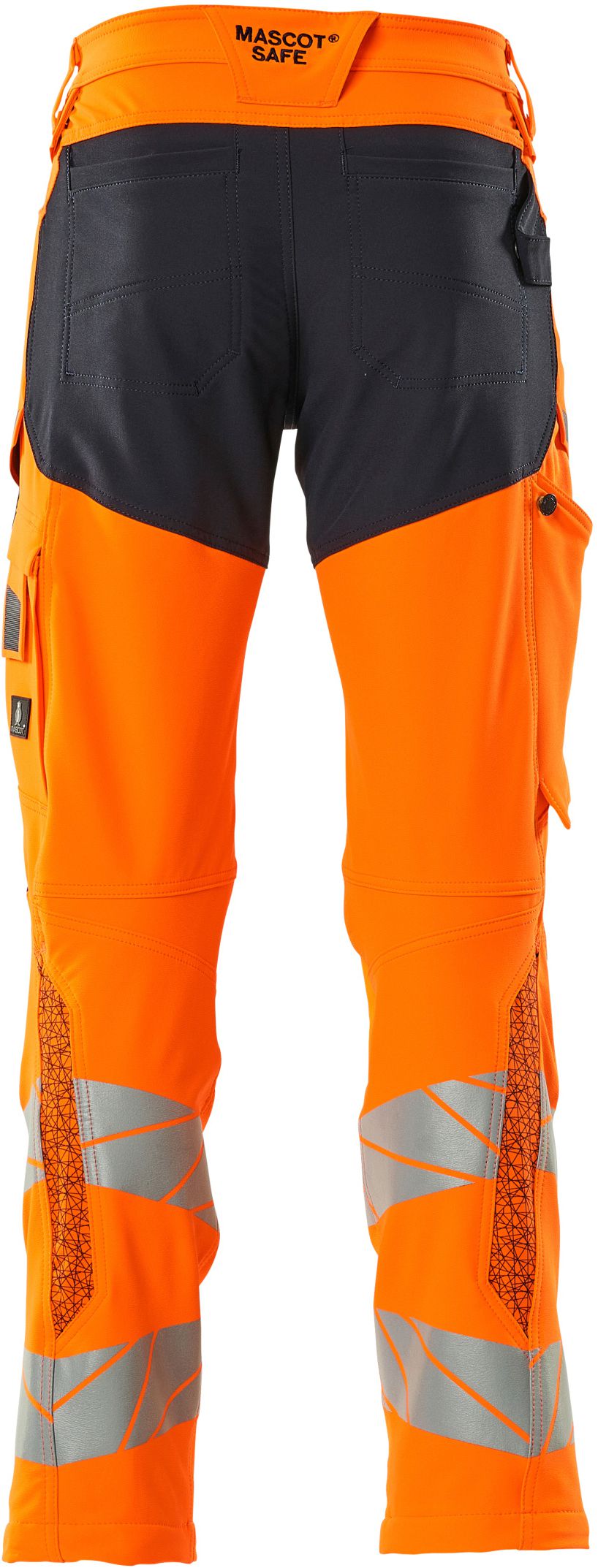 Hose mit Knietaschen, Stretch, Gr. 82C45 - hi-vis orange/schwarzblau, 92% PES/8%EL