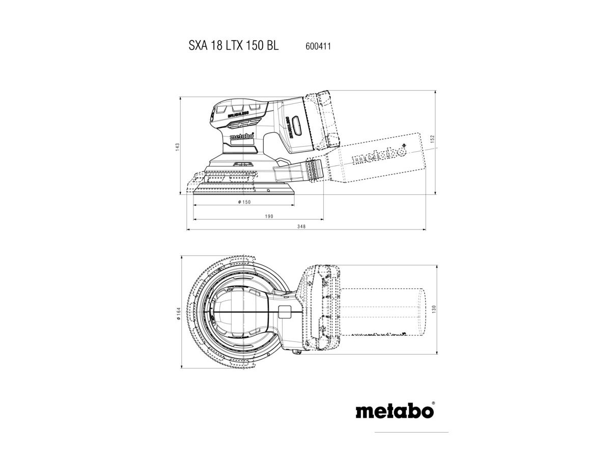 Akku-Exzenterschleifer 18V metaBox 215 - Metabo, SXA 18 LTX 150 BL