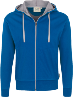 Kapuzenjacke Bonded S royalblau/silber - 55% Polyester, 45% Baumwolle, 340 g/m²