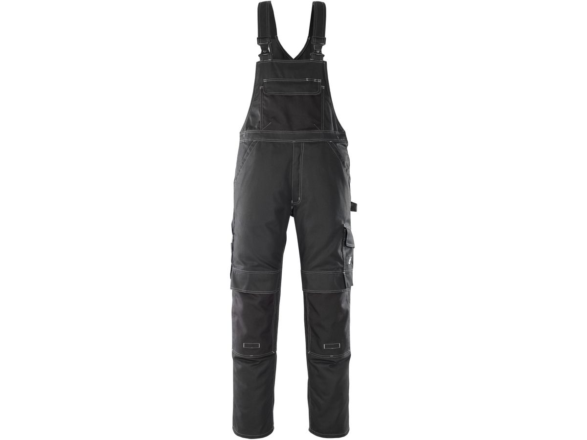 Orense Latzhose schwarz Gr. 82C54 - 65% Poly./ 35% Baumwolle, Kontrastnähte