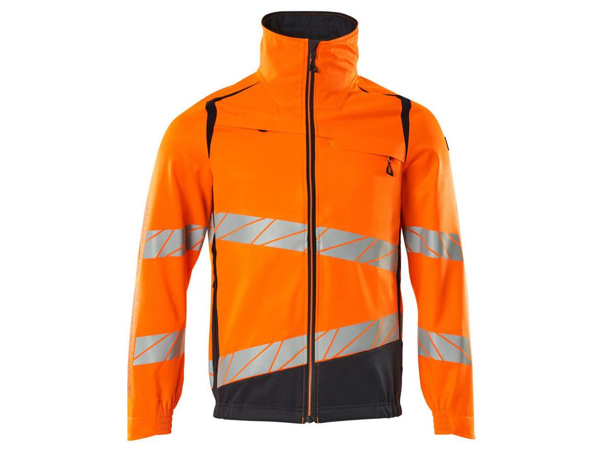 Jacke mit Stretch Zones, Gr. L - schwarzblau/hi-vis orange