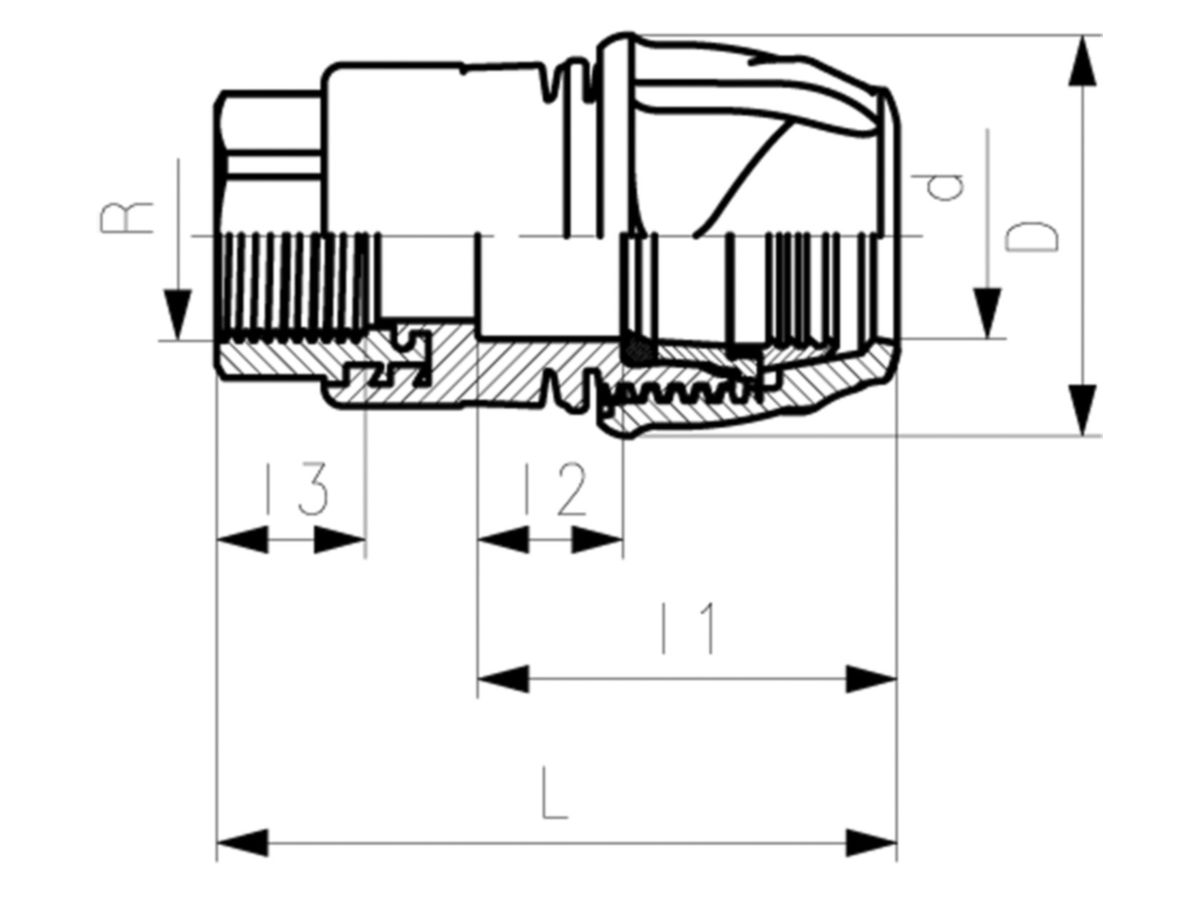 +GF+ iJoint Klemmverbinder PP NBR PO16 - Übergangskuppl. Messing IG d20-1/2"