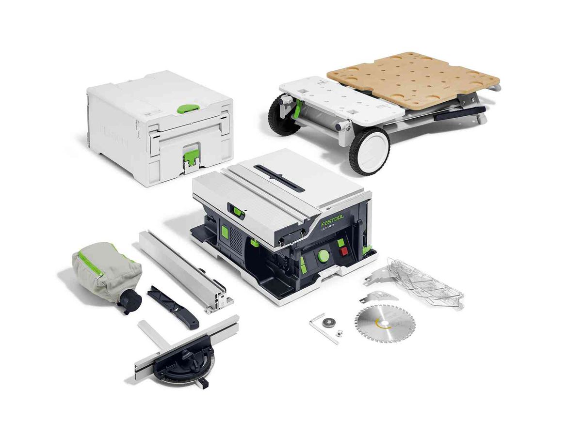 Akku-Tischkreissäge CSC SYS 50 EBI B-Set - Festool, ohne Akku. mit Untergestell