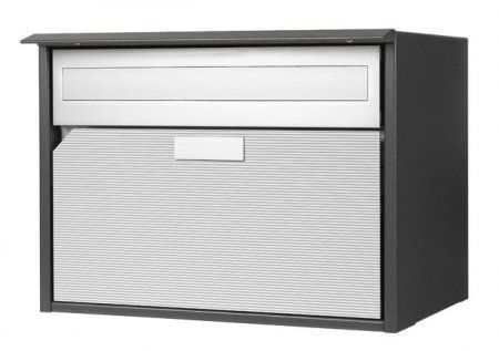 Briefkasten Alu 400 HUBER, dunkelgrau - BxHxT 415x310x292, Front wellig Alu