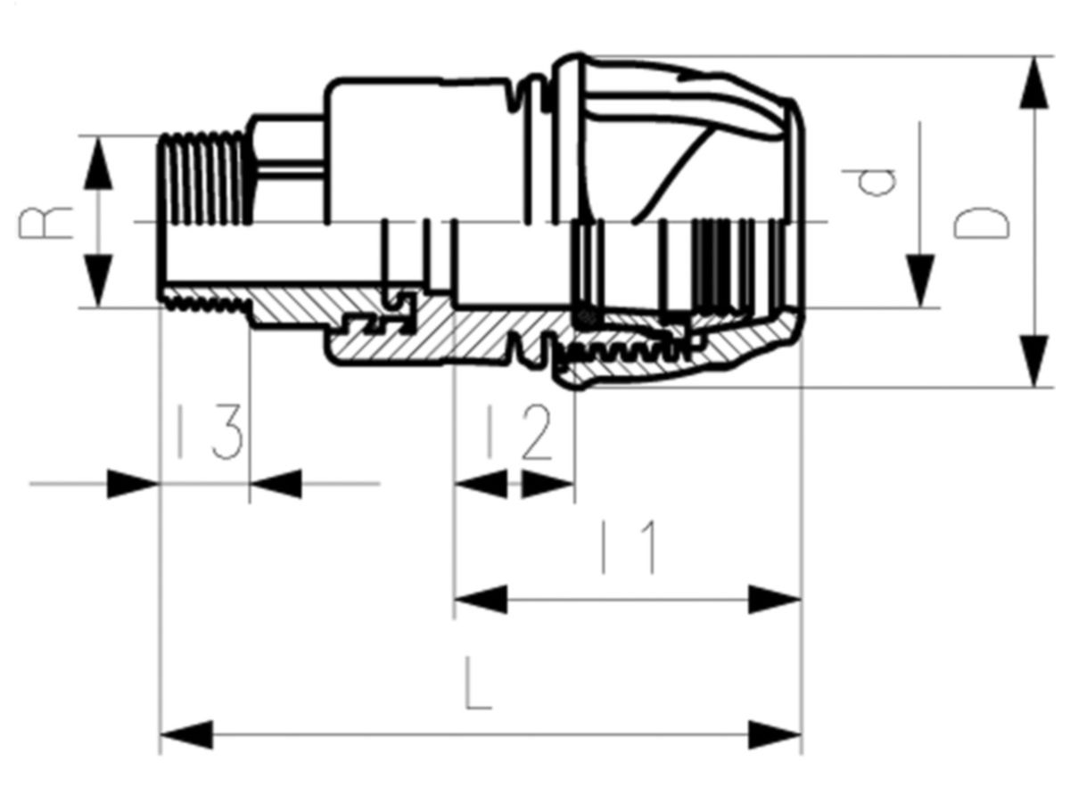 +GF+ iJoint Klemmverbinder PP NBR PO16 - Übergangskuppl. Messing AG d32-1"