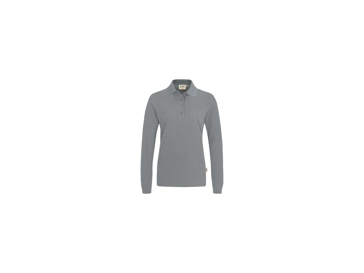 Damen-Longsl.-Polosh. Perf. XS grau mel. - 50% Baumwolle, 50% Polyester, 220 g/m²