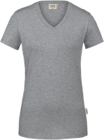 Damen-V-Shirt Stretch 2XL grau meliert - 80% Baumw. 15% Visk. 5% Elast. 170 g/m²