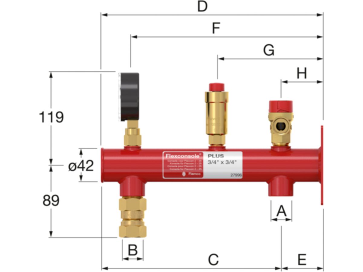 Wandbefestigung FLAMCO Flexconsole Plus - MAG 8-25L Gefäss IG 3/4", System IG 3/4"