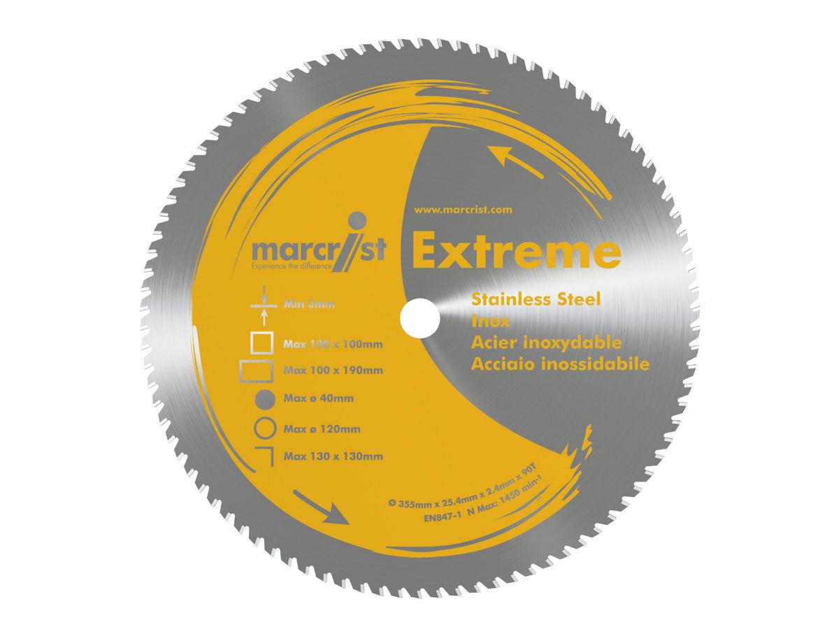 Kreissägeblatt Extreme 355x25.4 mm Inox - Marcrist, Trockenschnitt