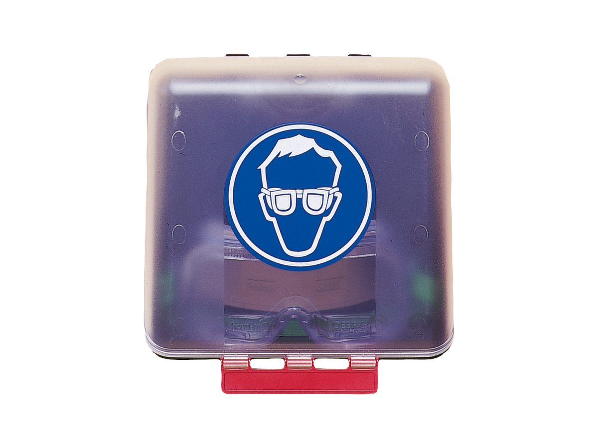 Aufbewahrungsbox für Schutzbrillen aus - blauem Kunststoff   SECUBOX MIDI