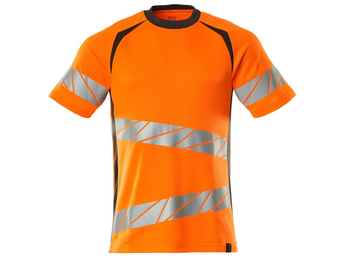 T-Shirt Premium zweifarbig, Gr. 2XL ONE - hi-vis orange/dunkelanthr. 50% PU/50% CO
