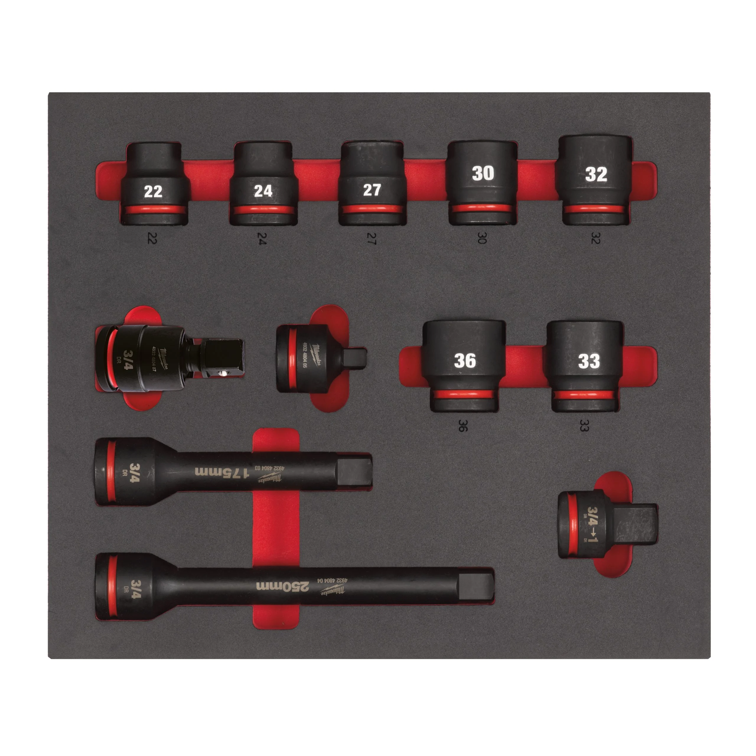 3/4" SHOCKWAVE Schlagnüsse Einlage - 12-teilige Einlage für Werkstattwagen 78