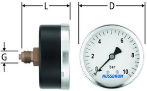 Manometer mit Axialanschluss - zu Druckreduzierventile und Redfil