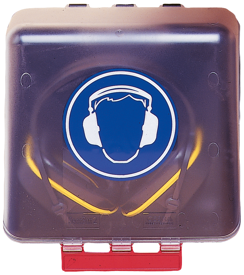 Aufbewahrungsbox für Gehörschützer aus - blauem Kunststoff   SECUBOX MIDI