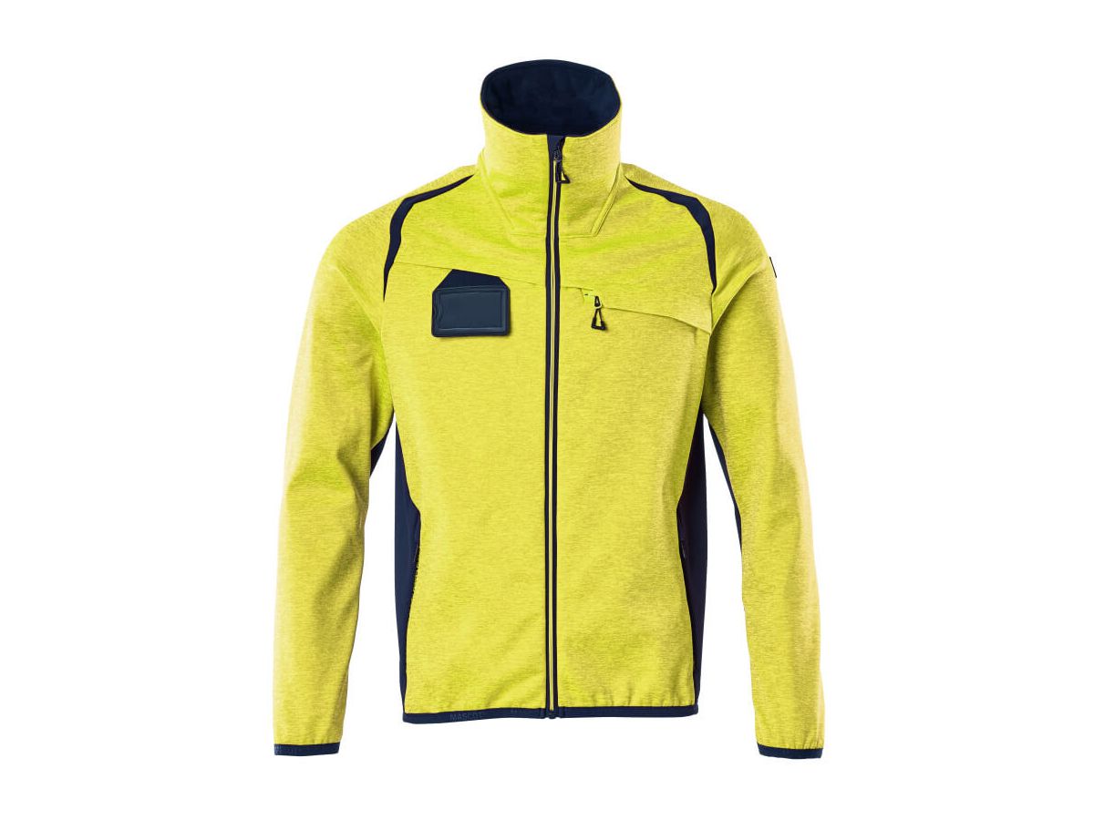 Fleecepullover mit Reissverschl. Gr. XL - hi-vis gelb/schwarzblau, 94%PES/6% EL