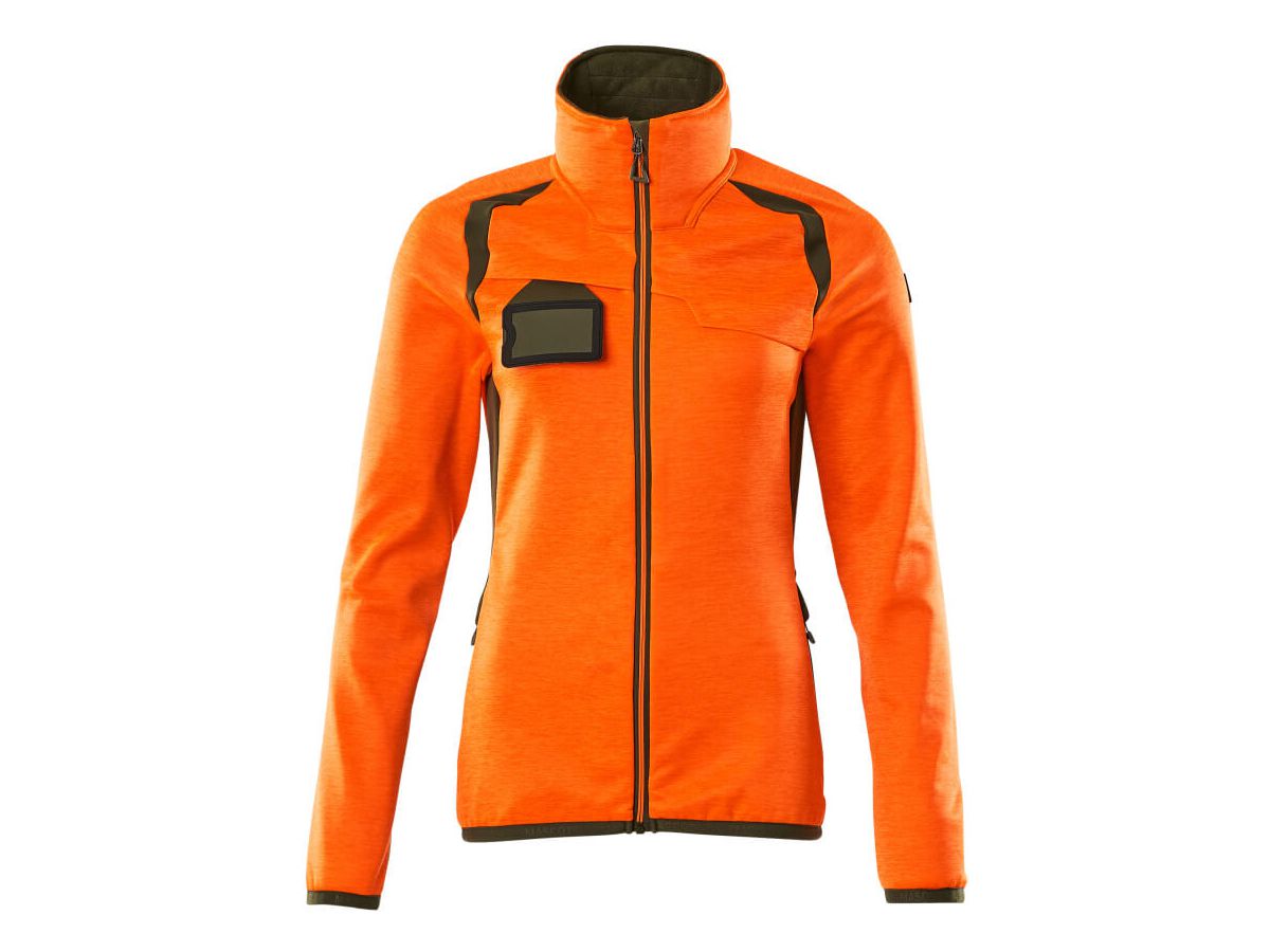 Fleecepullover mit Reissverschl. Gr. 3XL - hi-vis orange/moosgrün
