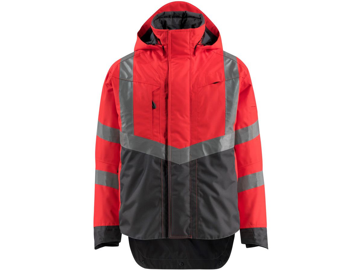 Regenjacke Harlow Gr. L, 210 g/m² - hi-vis-rot/dunkelanth. 100% Polyester