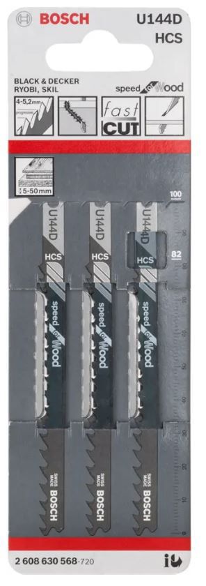 Stichsägeblatt HCS Bosch U 144 D - 3er-Pack