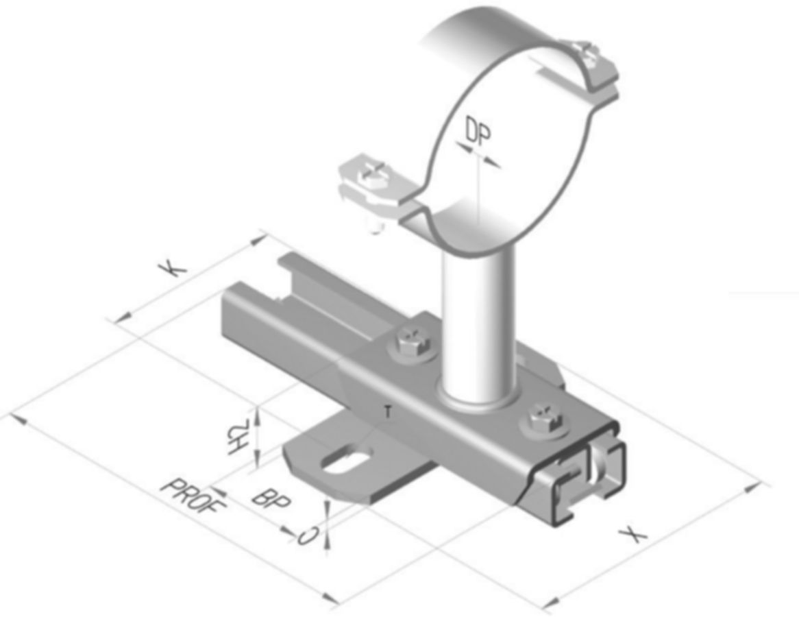 Grundplatte PIPEX, C-Profil - Muffe 1/2", 2-Loch, 3.11