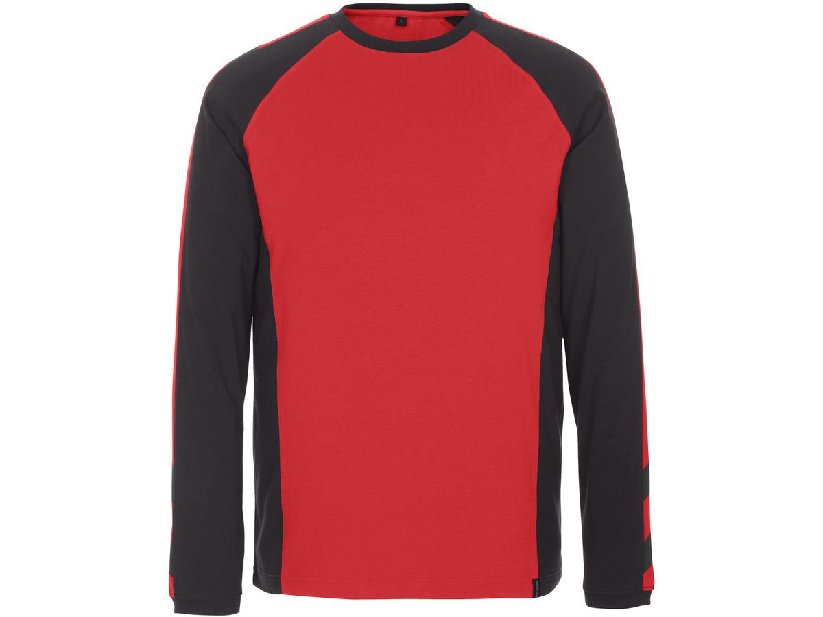 Bielefeld T-Shirt langarm rot-schwarz M - 60% Baumw./40% Poly. 195 g/m²