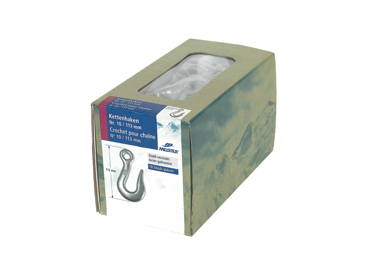 Kettenhaken Nr. 10 / 113mm Stahl verz. - Kartonbox (L) à 10 Stk.