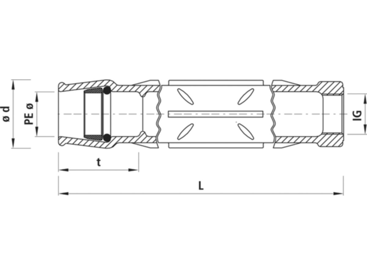 Mauerdurchführung für PE-Rohre  PN 16 - d 32 mm, L= 430 mm  6970