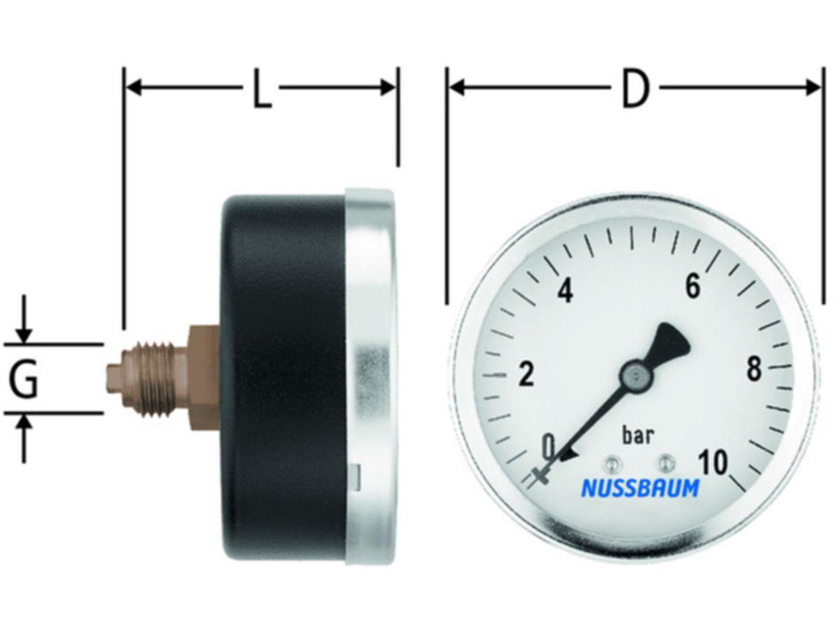 Manometer mit Axialanschl. 1/4"-10 - zu Druckreduzierventil und Redfil