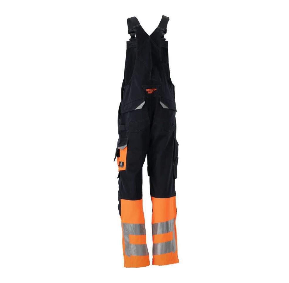 Sunderland Latzhose mit Knietaschen - Gr. 82C60, schwarzblau/hi-vis orange