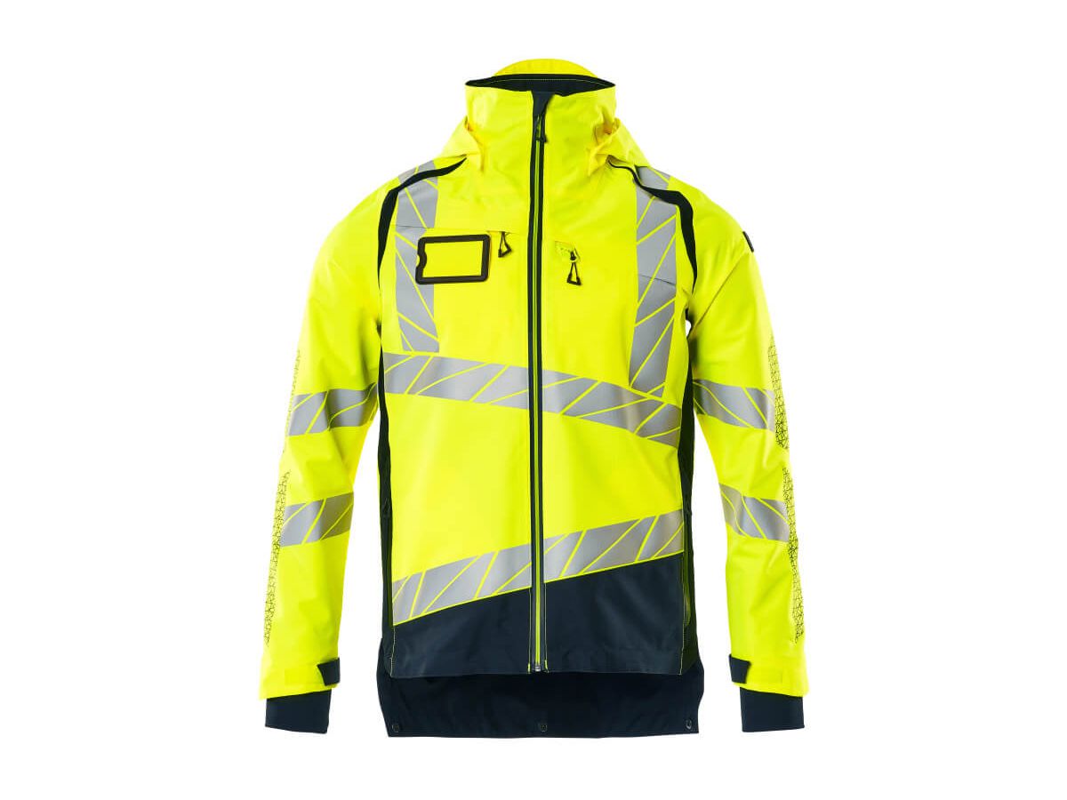 Hard Shell Jacke leichtes Futter Gr. S - hi-vis gelb/schwarzblau, 100% PES