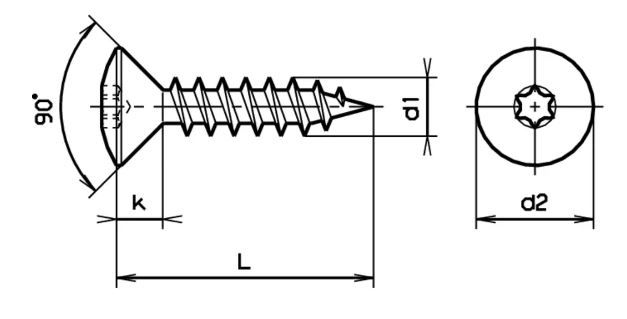 Linsensenk-Spanplattenschrauben Torx - Vernickelt