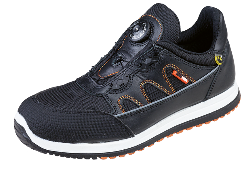 Sicherheitshalbschuhe NO-RISK ESD PU-Soh - aus schwarzem Rindsleder, Stahlkappe S3