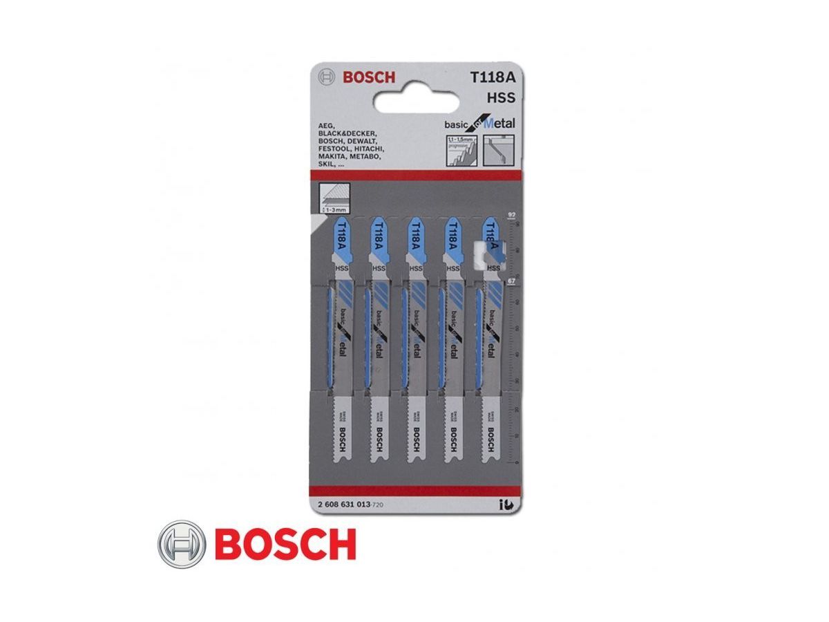 Stichsägeblatt Bosch T 118 A - HSS basic Metal, Pak. à 5 Stk.