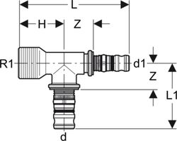 Mepla T-Stück mit Aussengewinde